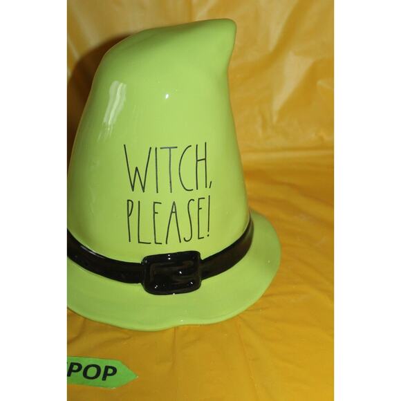 Rae Dunn Witch Please Ceramic Figural Hat Green Black Halloween Decoration - Picture 2 of 8
